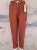 竹节棉 Trousers, belt, cotton and linen, elastic waist