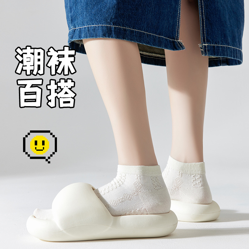 Calcetines blancos pequeños, calcetines de barco de mujer, calcetines de mujer transpirables de estilo fino de verano, calcetines de barco, tubo corto japonés, fábrica de viento, venta al por mayor