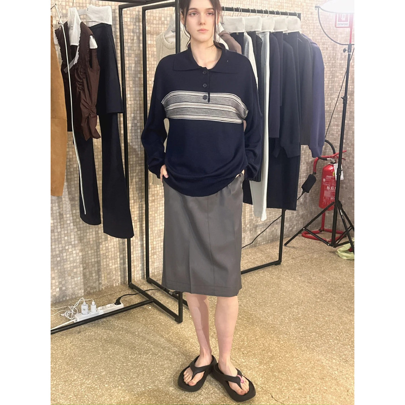 Now the New 2026 Spring Collection from Korean Designers: Low Cl*Ssic Classic H-Shaped Straight Long Skirt