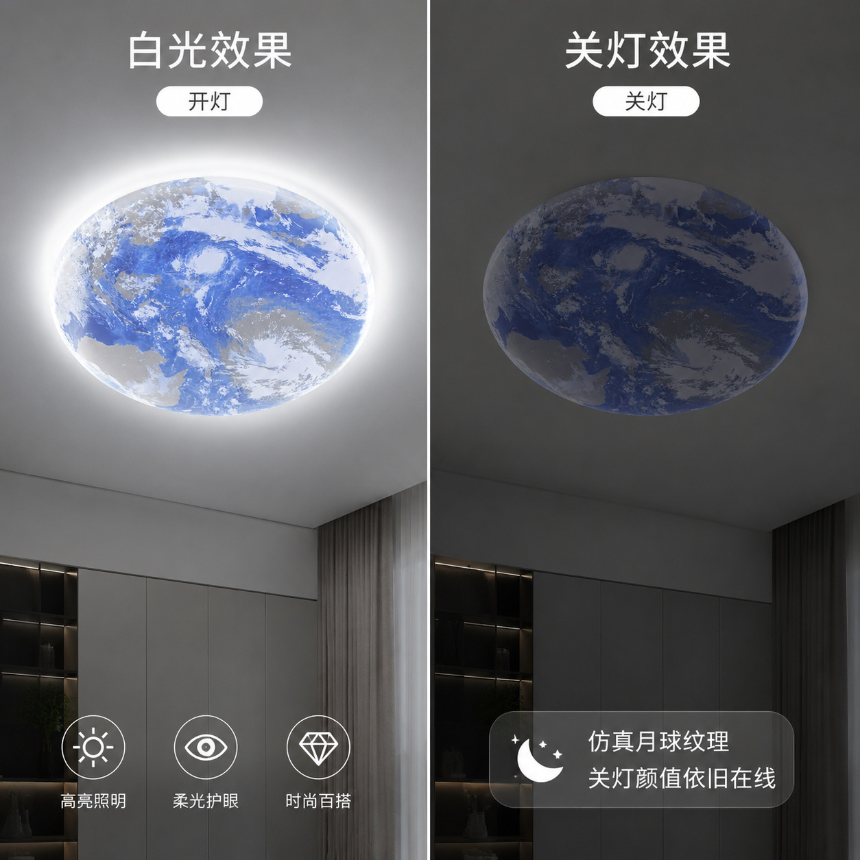 Luz de techo de dormitorio lunar transfronteriza estudio creativo moderno minimalista balcón pasillo luz de tierra amplio