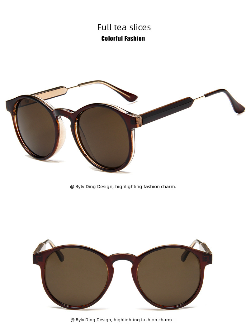 2018 New Fashion retro sunglasses 9165 texture round frame transparent sunglasses cross-border fashion sunglasses_voghion.com