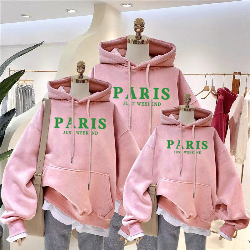 Padres e hijos usan un suéter de otoño de tres bocas 2023 nueva moda madre-hijo madre-hija Otoño e invierno abrigo de manga larga con forro polar estilo occidental