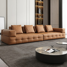 現代簡約設計師沙發客廳輕奢硅膠真皮沙發直排四人位小戶型組合乳