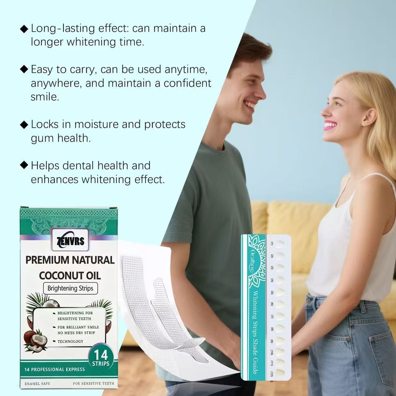TK's cross-border bestseller Tooth Whitening Strip, coconut oil dental care whitening strips