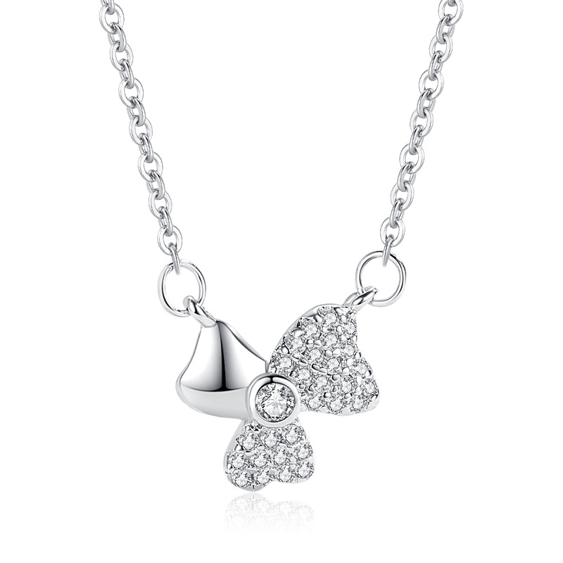 S925 plata esterlina suerte de tres pétalos collar de paja de las mujeres de estilo coreano simple cadena de clavícula ins viento frío regalo para novia