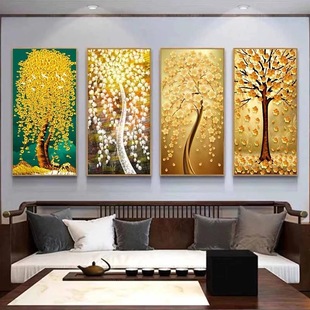 Juchuang High Definition Spray Painting Oil Painting Wall Decoration Painting Single Art Gold Leaf Lucky Tree Home Hanging Painting Art Painting