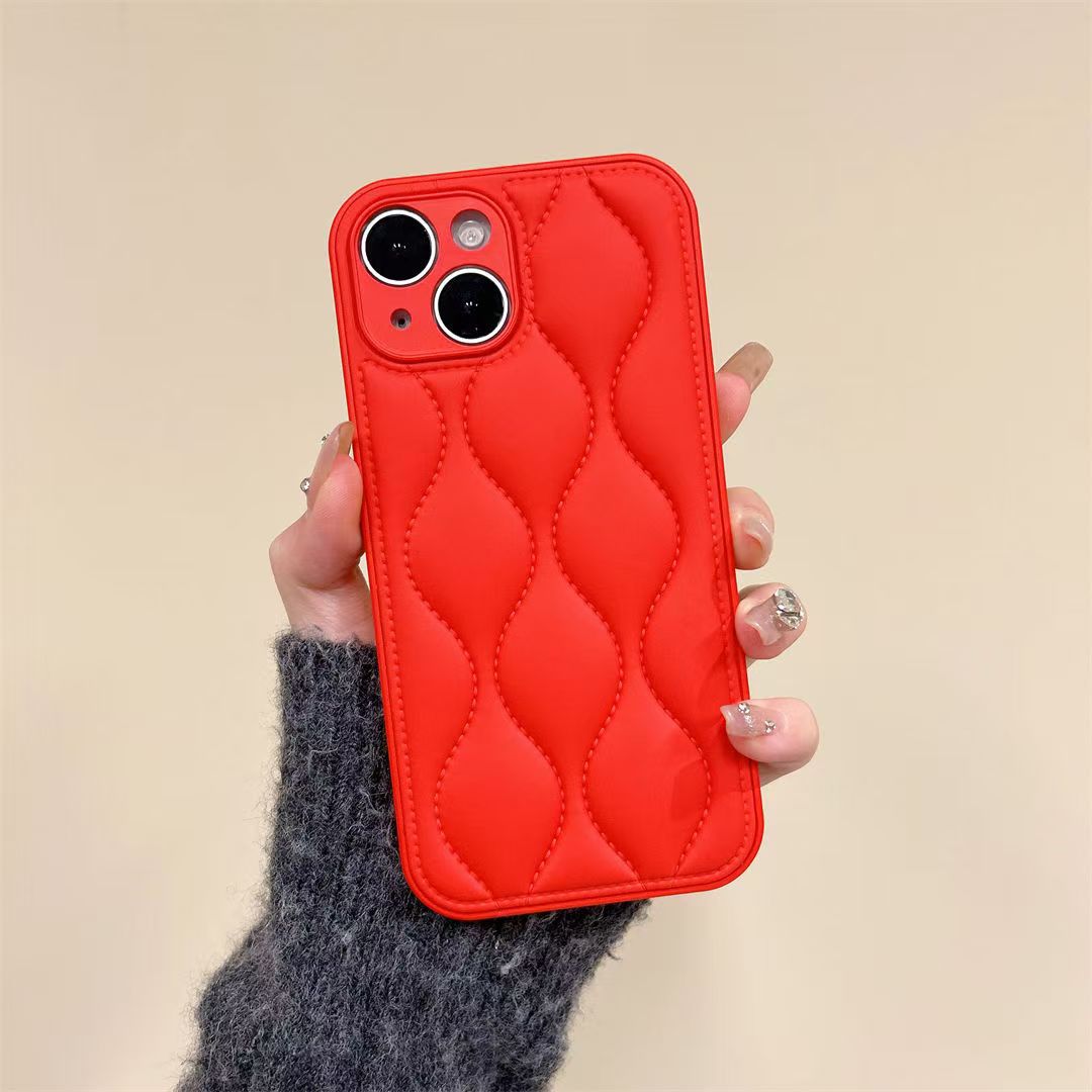 Custodia per telefono a tinta unita tipo giacca imbottita, adatta per iPhone 17, iPhone 15 Pro Max, copertura completa per Huawei, autunno e inverno_voghion.com