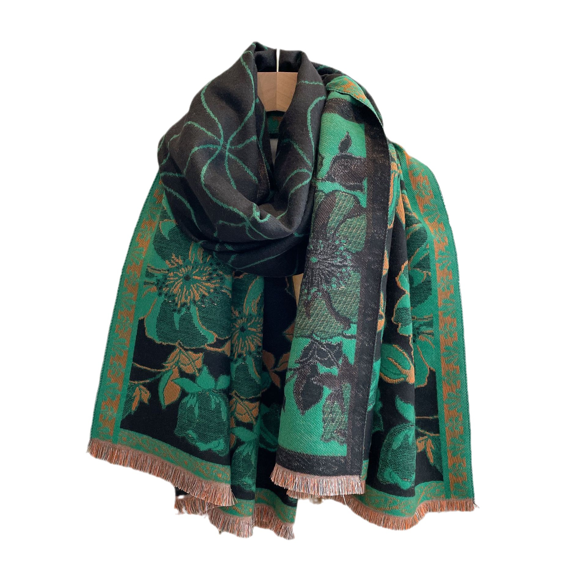 Moda de comercio exterior estampado floral barba corta con aire acondicionado mantón Otoño e Invierno Nueva Cachemira-como bufanda borla caliente para las mujeres