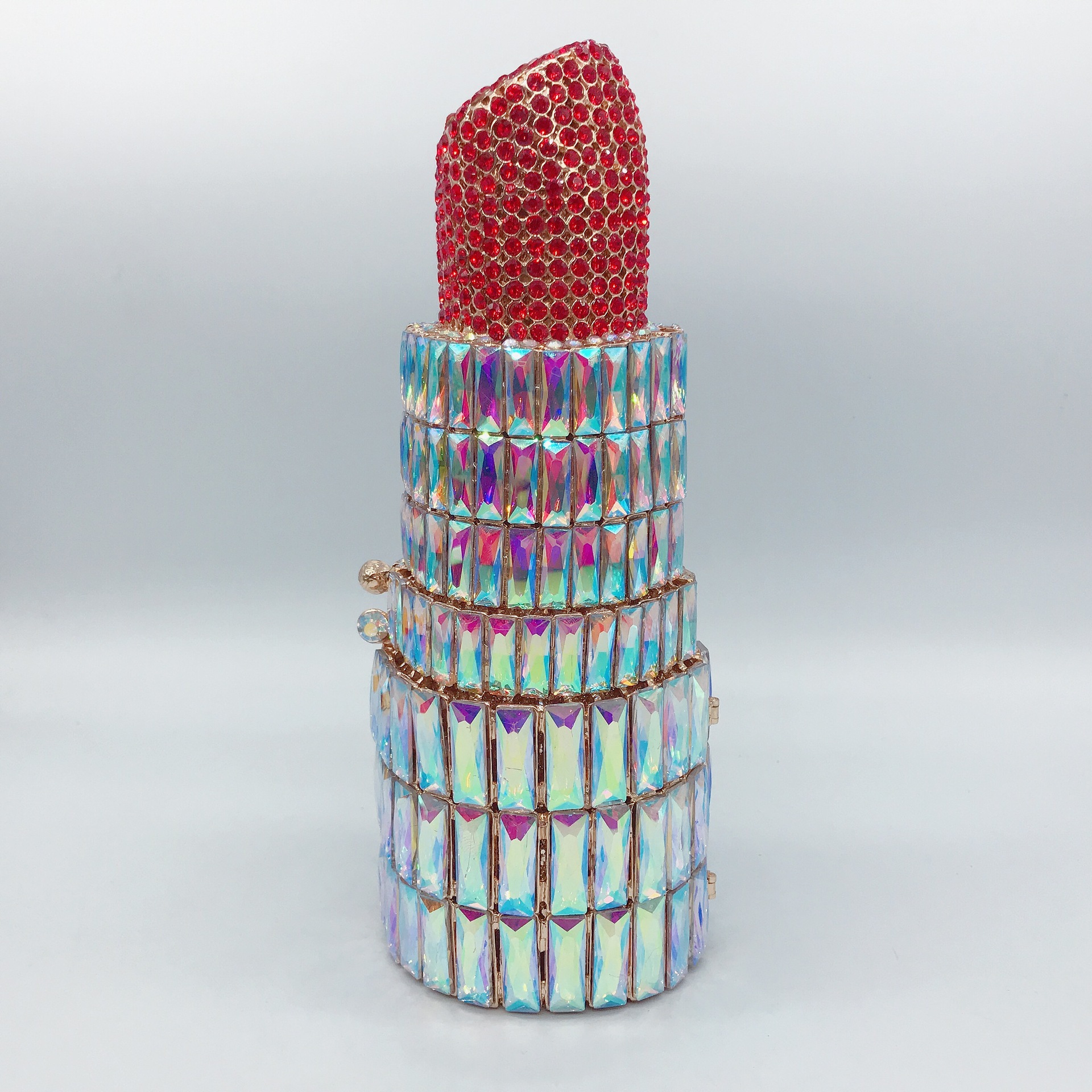 Crystal clutch transfronterizo nuevo lápiz labial bolso de cena de diamantes Europa y América banquete lleno de diamantes bolso de mano de mujer