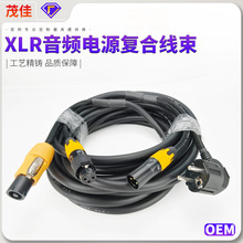 DMX电源混合线缆配备欧式插头带锁定功能的3针XLR连接器舞台音响