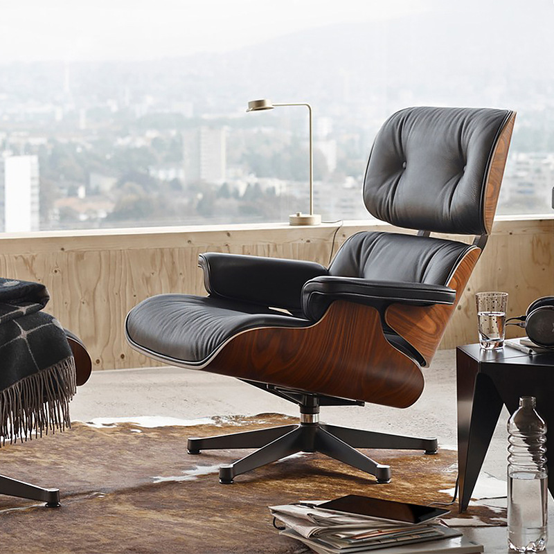 Herman Miller Eames Lounge Chair Leather Modern Minimalist Living Room Nordic Leisure Chair Home Napping Single Sofa Chair