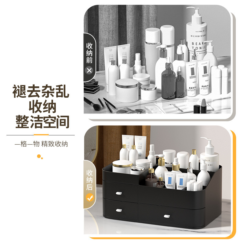 Red en línea con caja de almacenamiento de cosméticos transparentes a prueba de polvo, mesa de tocador, caja de almacenamiento de lápiz labial de gran capacidad para productos de cuidado de la piel