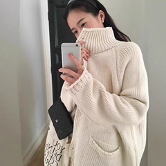 小众穿搭复古慵懒风高领毛衣开衫女2025秋冬百搭显瘦宽松针织外套