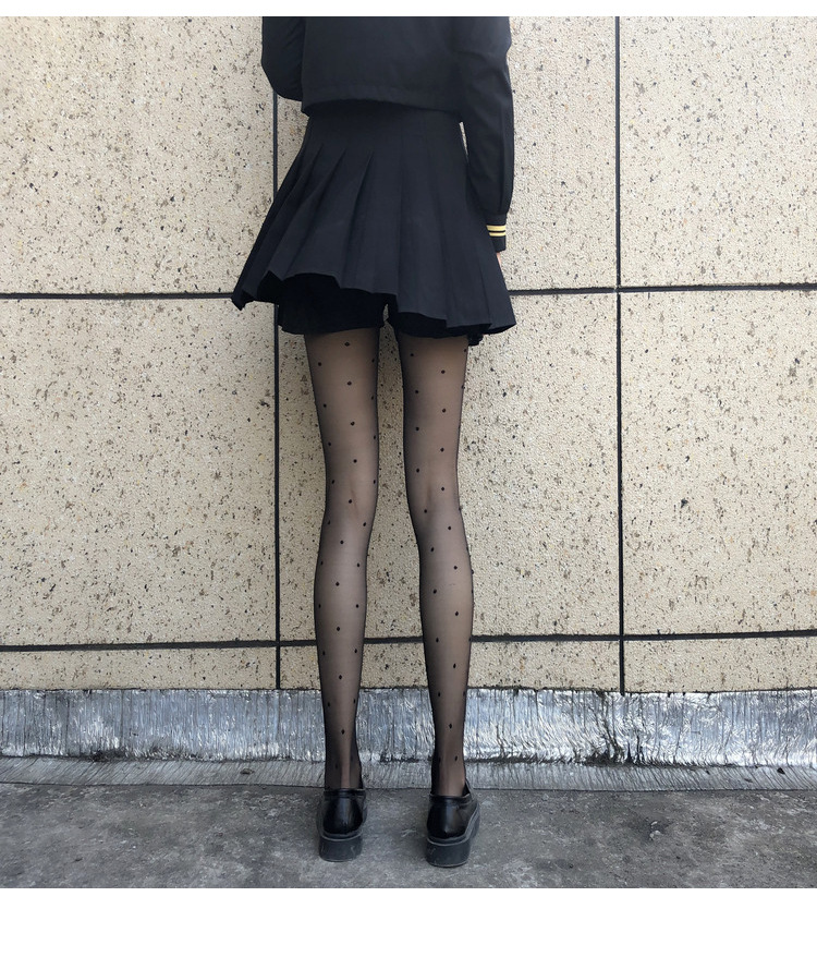 Trendy Polka Dot & Bow Sheer Pantyhose - Sexy Lace Tights With Heart & Dot Patterns, Ultra-Thin 10d Stockings For Women, Multiple Styles_voghion.com