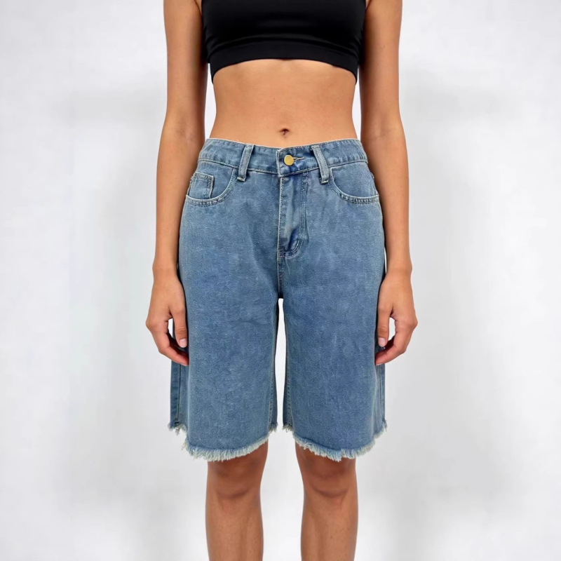 European and American New Style Loose Retro Straight-Cut Women's Denim Shorts European and American New Style Loose Retro Straight-Cut Women's Denim Shorts