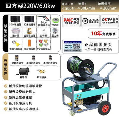 Grab Water Pump, Car washing machine - two-phase-60kw-flow-rate-30lmin-60m-unblocking-pipe-unblocking-200mm-pipe-diameter