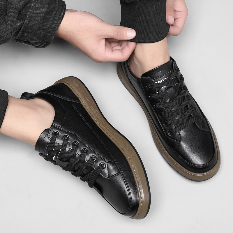 Men's Casual Leather Sneakers - Comfortable Soft-soled Shoes_voghion.com