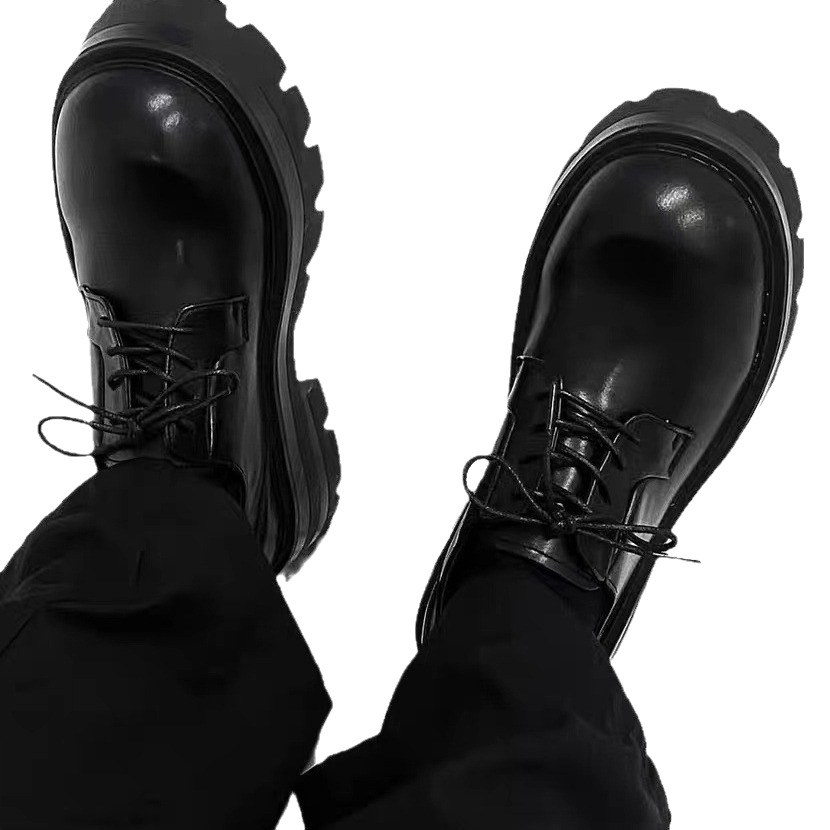 Estilo de celebridad gruesa suela altura aumento Derby zapatos hombres de alta calidad de punta redonda zapatos de cuero de negocios zapatos de desgaste formal