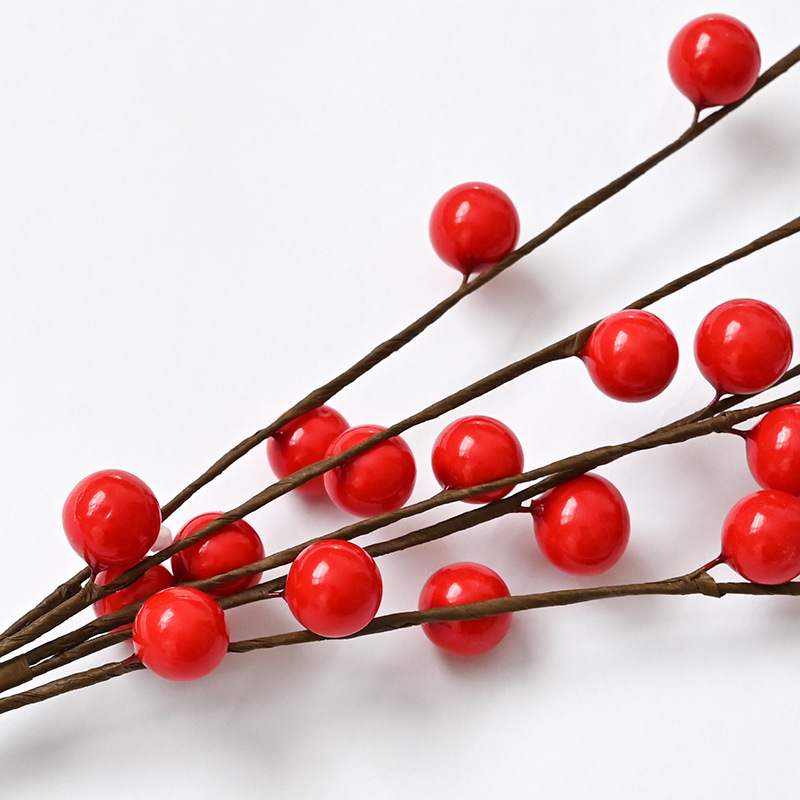 Envío gratis, venta directa de fábrica, productos transfronterizos, Navidad, ramas de bayas de 5 puntas, 30 frutas, decoración navideña para el Festival de Primavera, accesorios de fotografía para banquetes