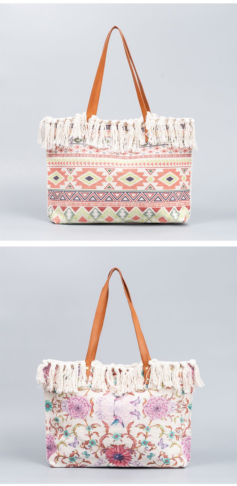 New Niche One Shoulder Canvas Bag with Printed Bohemian Ethnic Charm Sutote Bag, Large Capacity Handbag for Women_voghion.com
