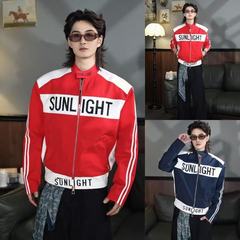 秋季新品男女同款美式复古潮流高级机车服潮牌ins立领夹克外套
