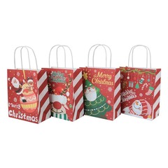New Christmas gift handbag Kraft paper red square bottom handbag Christmas gift paper bag handbag