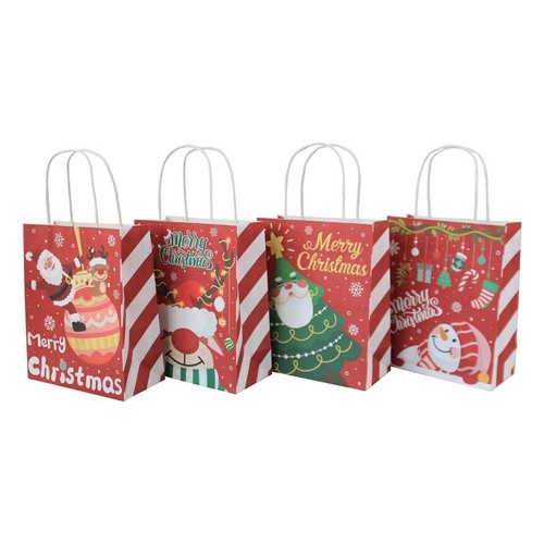 New Christmas gift handbag Kraft paper red square bottom handbag Christmas gift paper bag handbag