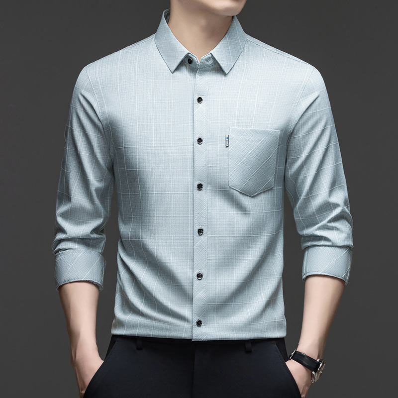 2026 Autumn New Long-Sleeve Shirt for Middle-Aged Men, Business Casual Fashion Plaid Shirt, Dad's Top, Cross-Border 2026 Autumn New Long-Sleeve Shirt for Middle-Aged Men, Business Casual Fashion Plaid Shirt, Dad's Top, Cross-Border