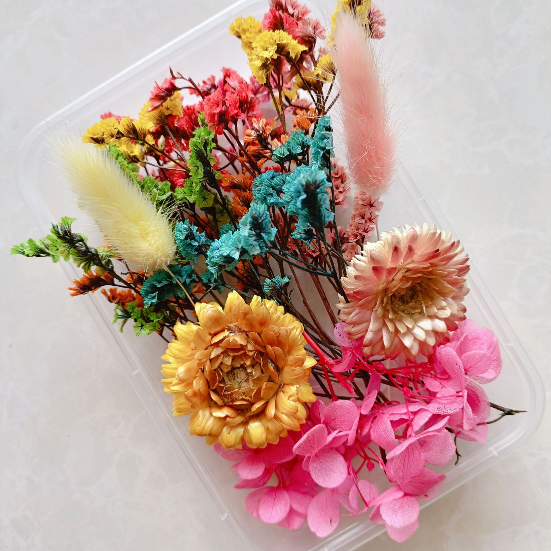 Festival bricolaje hecho a mano material de flor eterna planta flor seca florero flotante aromaterapia flor seca abanico de material paquete al por mayor