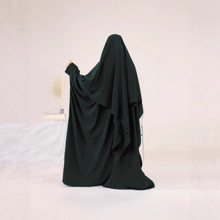 2024Loriya Aliexpress Large Swing Solid Color Batwing Sleeve Robe + Headscarf