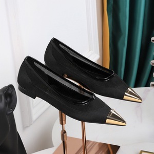 2162 Korean retro hollowed out mesh shallow mouth low heel women's shoes with metal pointed toe, one foot thick hee