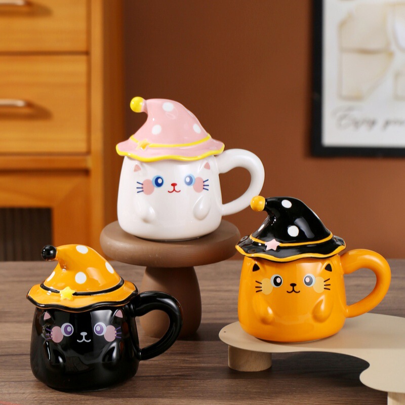 ✅誕生日プレゼント珍しい幽霊マグカップ蓋付き陶磁器カップハロウィーンプレゼントお土産カップ|undefined