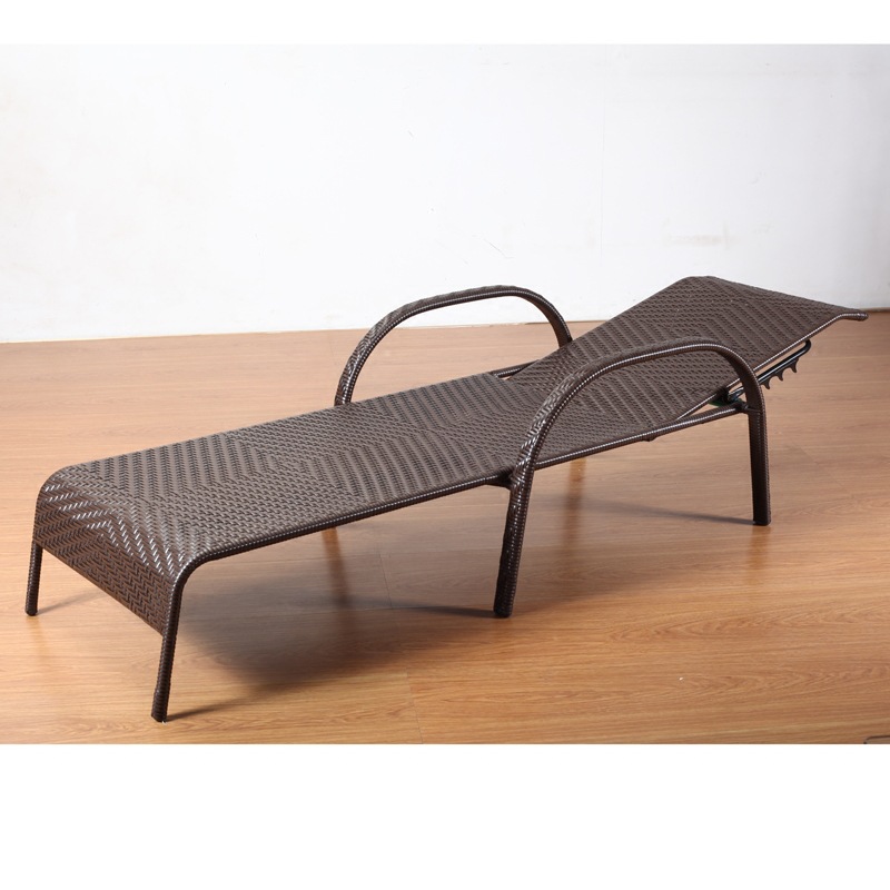 XZFC090休闲户外仿藤躺床沙滩床单人床午休床靠背可调懒人沙发度