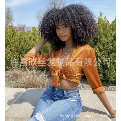 国境を越えた対外貿易欧米の国境を越えた爆発ヘッドafro curly hair wig化繊リンゴのかつらの頭カバー