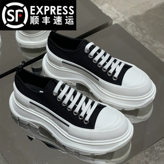 麦昆帆布鞋女2026新款百搭厚底透气老爹鞋休闲运动板鞋小白鞋男
