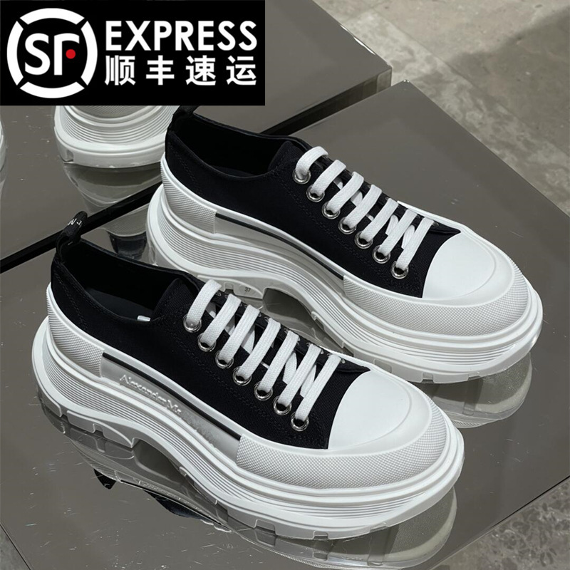 Mcqueen Canvas Shoes for Women 2026 New Versatile Thick-Soled Breathable Dad Shoes Casual Sports Sneakers White Shoes for Men