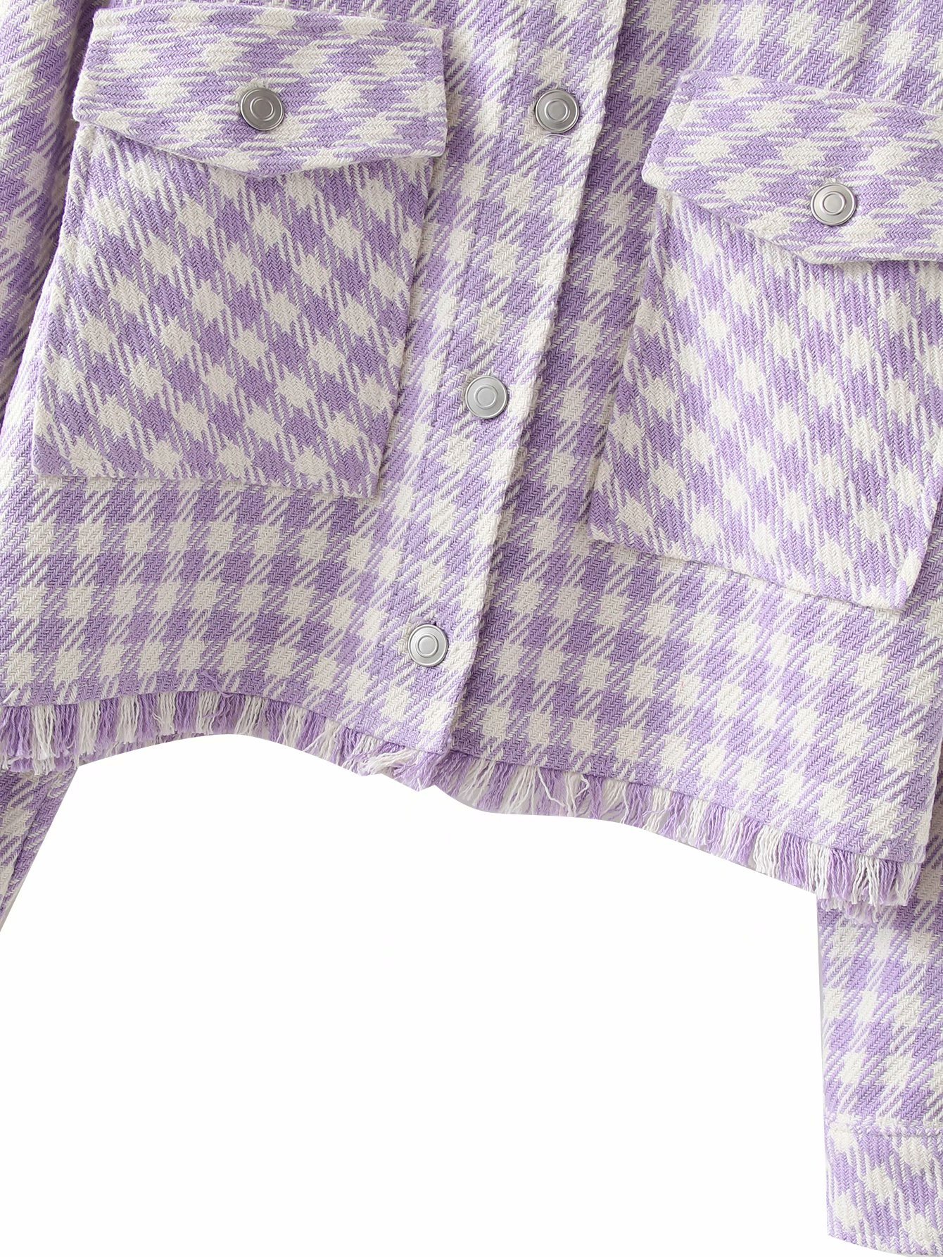 purple plaid short shirt jacket Nihaostyles wholesale clothing vendor NSAM74181