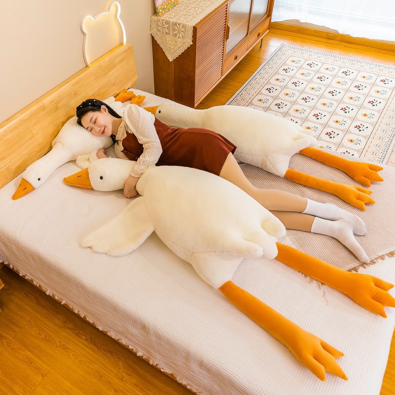 Big white goose, big pillow, goose doll, lying goose, plush toy, sleeping doll, girl's Valentine's Day birthday gift