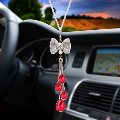 interior decoration car accessories, Car hanging - bow-drops-red