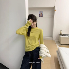 苏珊 软糯半高领打底衫秋冬新款修身显瘦长袖针织衫内搭毛衣26859