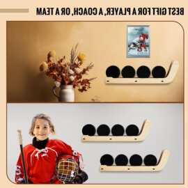 木质曲棍球收纳架木制冰球展示架曲棍球展示壁挂架木质冰球展示架