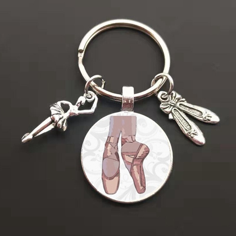 Hot Sale Amazon Ballet Glass Pendant Charm Keychain Dance Lovers Keychain Hot Sale Amazon Ballet Glass Pendant Charm Keychain Dance Lovers Keychain