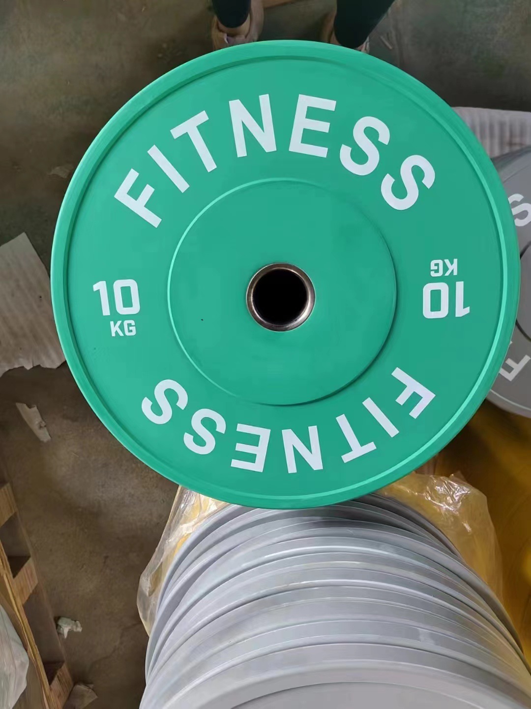 Discos de pesas de hierro fundido recubiertos de goma de tres agujeros, discos de pesas con orificio grande, discos de competición CPU Macaron, juego para el hogar para fitness competitivo.
