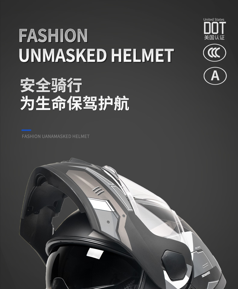 Ad Electric Motorcycle Helmet Men's and Women's Motorcycle Safety Helmet All-Season Full-Face Helmet 3C/Dot Certified Open-Face Helmet