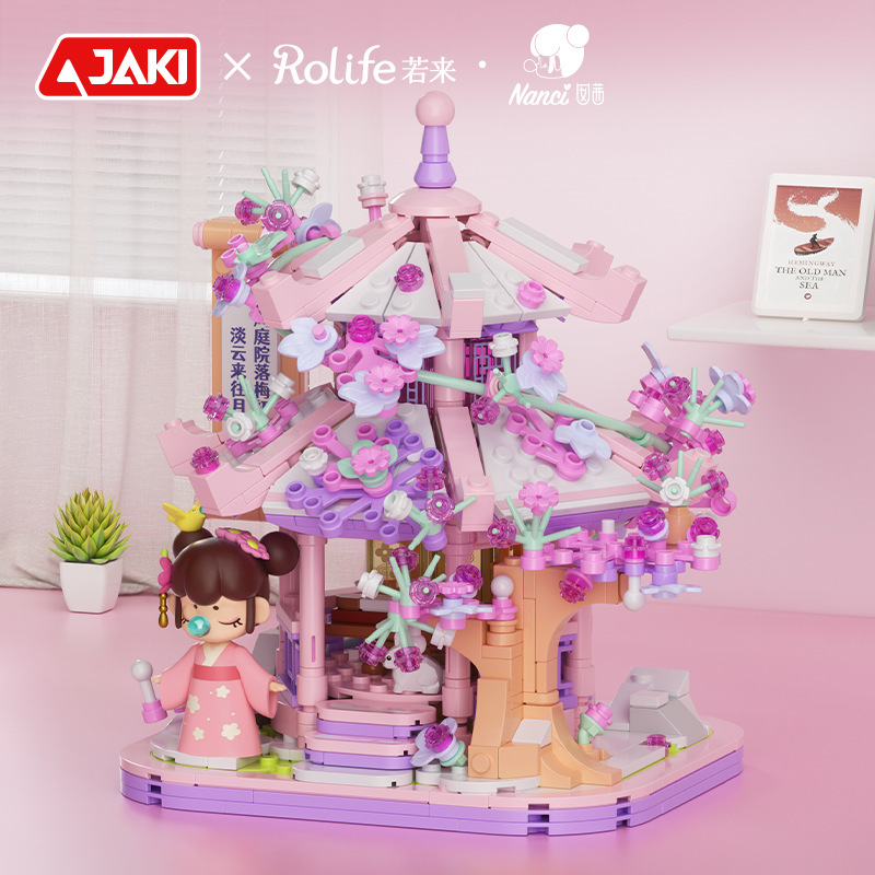 Jiaqi Building Blocks Rolife If You Come to See Flowers and Youting Small Particles to Match Girls' Desktop Ornaments Gift TK102