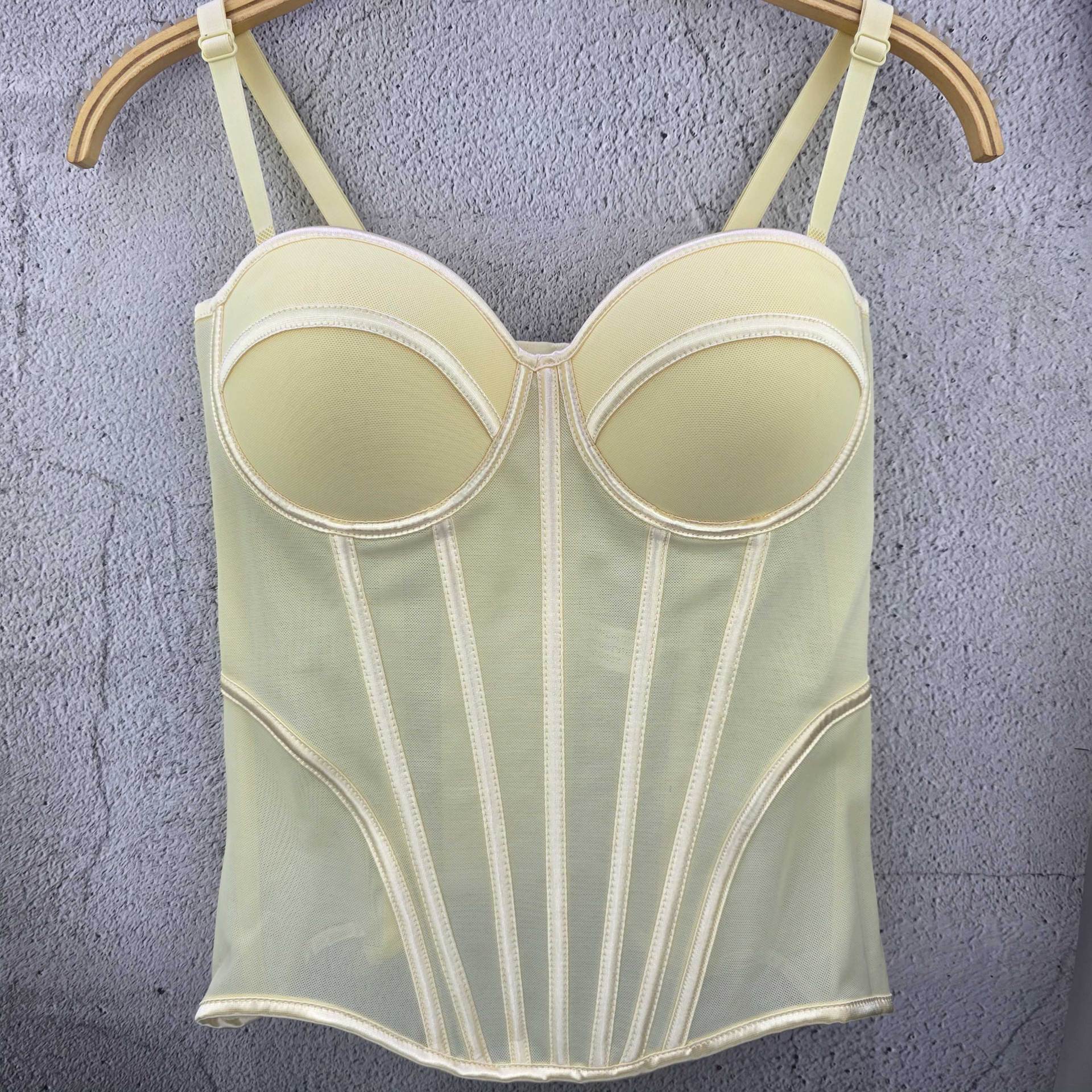 Top de Tirantes con Corsé de Malla Transparente y Varillas para Mujer image 2