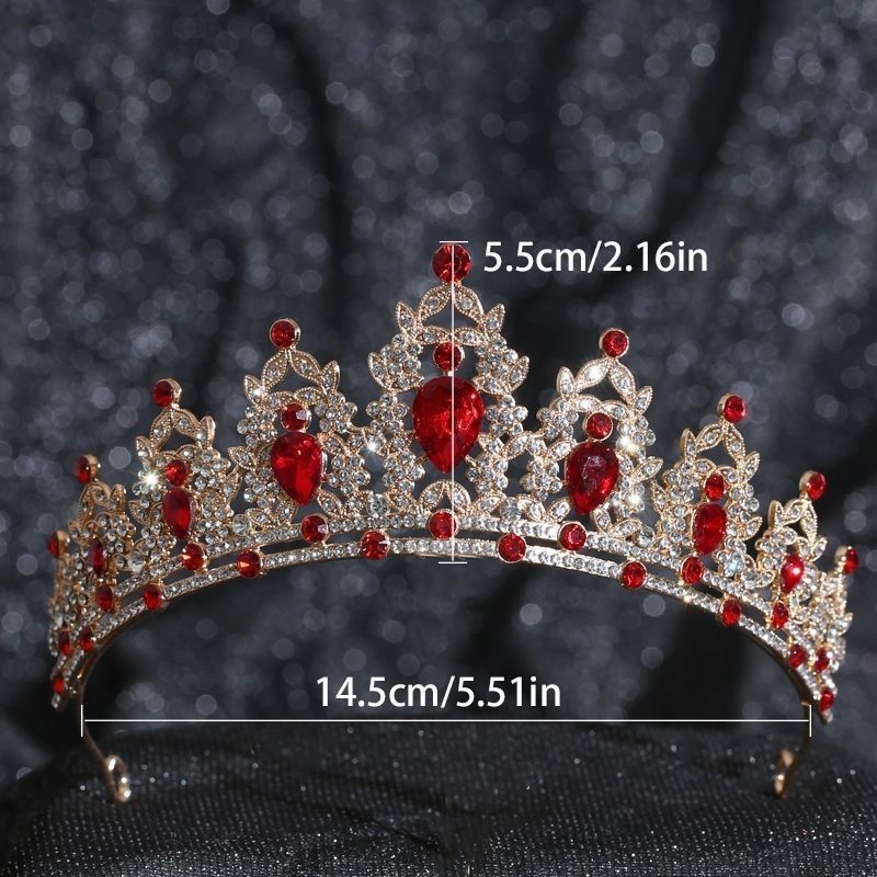 Corona de novia roja estilo coreano nueva corona de boda princesa accesorios vestido de boda vestidos de cabello coroa de cumpleaños