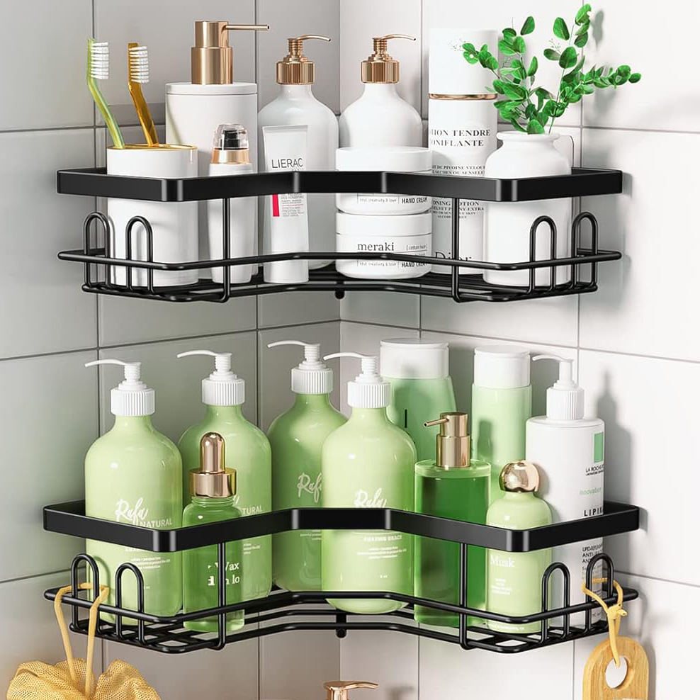 Baño triángulo de almacenamiento rack ponche libre de baño esquina Gel de ducha jabón Almacenamiento de rack cocina condimento rack