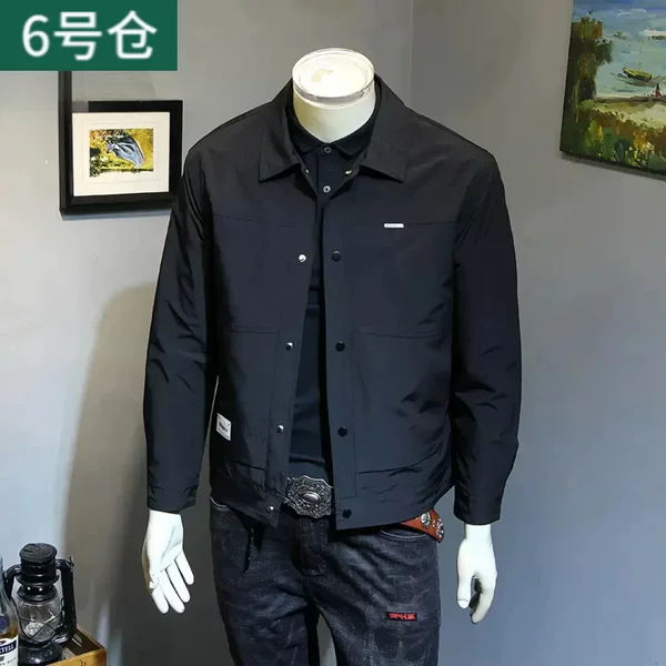 Men's Autumn Trendy Workwear Sports Lapel Jacket Solid Color Casual Outerwear Men's Fashion