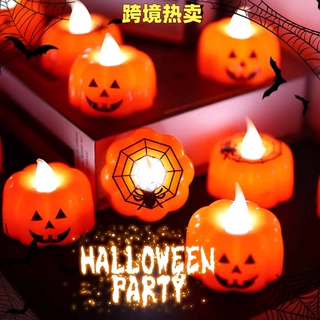 定制万圣节派对装饰用品led电子南瓜灯气氛摆件发光玩具地摊货源